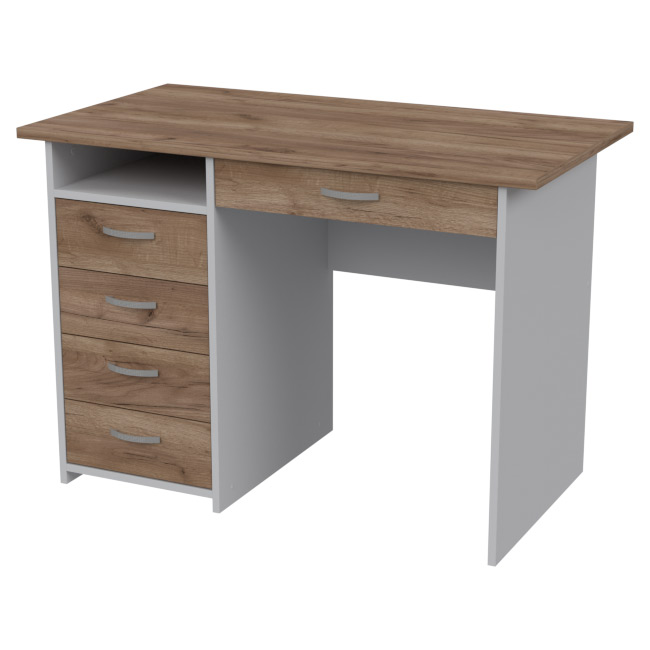 Cтол с тумбой СТ-46Л цвет Серый+Дуб крафт