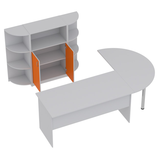 Комплект офисной мебели КП-13 цвет Серый+Оранж