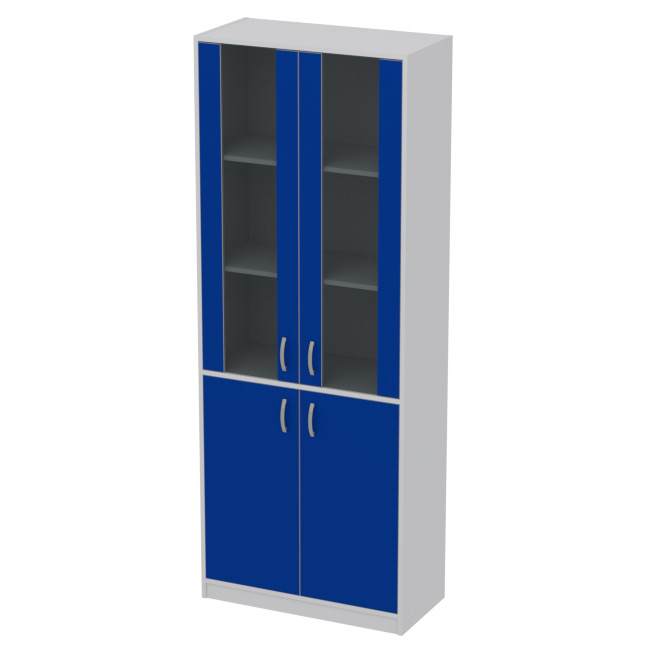 Офисный шкаф ШБ-3+ДВ-62 графит цвет Серый+Синий 77/37/200 см