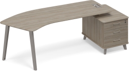 Стол руководителя правый эргономичный на тумбе малой Вяз либерти ТМ М1 132 ВЛ ВЛ ВЛ 245,8/100/75,6