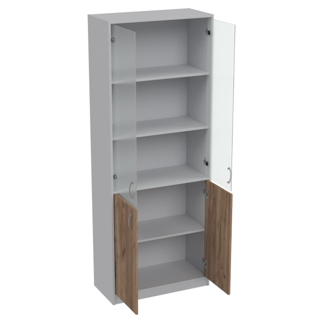 Офисный шкаф ШБ-3+А-5 матовый цвет Серый+Дуб Крафт 77/37/201