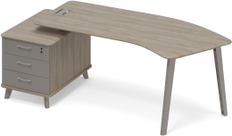 Стол руководителя эргономичный на опорной тумбе малой левый Вяз-Мокко ТМ М1 129 ВЛ ВЛ МП 225,8/100/75,6