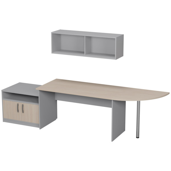 Комплект офисной мебели КП-15 цвет Серый+Дуб Молочный
