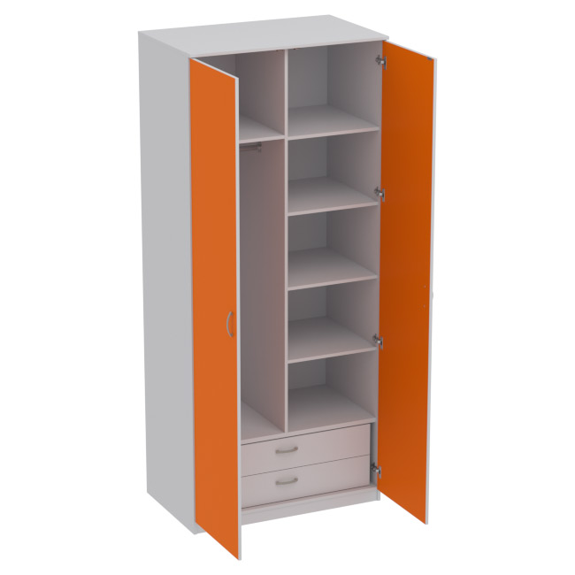 Шкаф для одежды ШО-63 цвет Серый+Оранж 102/63/235 см