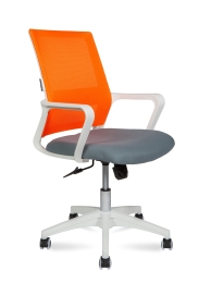 Офисное кресло эконом Бит LB белый+оранжевый