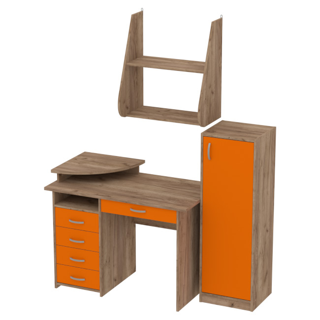 Комплект офисной мебели КП-14 цвет Дуб Крафт+Оранж