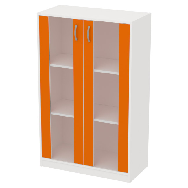 Офисный шкаф СБ-60+ДВ-62 цвет Белый+Оранжевый 77/37/123 см