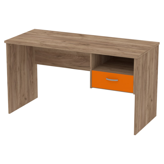 Офисный стол СТ+1Т-42 цвет Дуб Крафт+Оранжевый 140/60/76 см