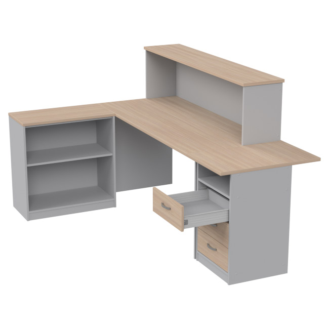 Комплект офисной мебели КП-12 цвет Серый+Дуб Молочный