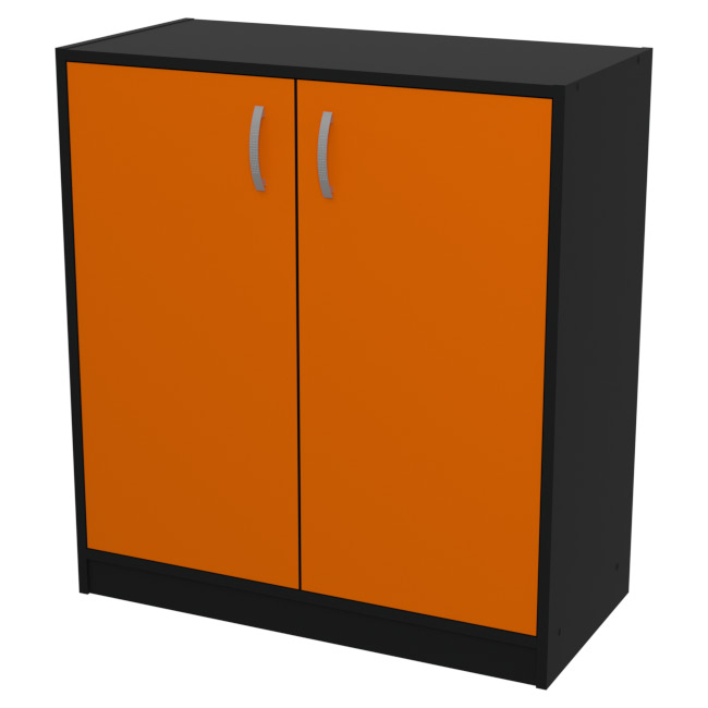 Шкаф для офиса СБ-37+ДВ-45 цвет Черный + Оранж 77/37/85 см