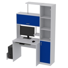 Компьютерный стол КП-СК-13 цвет Серый+Синий 130/60/202 см