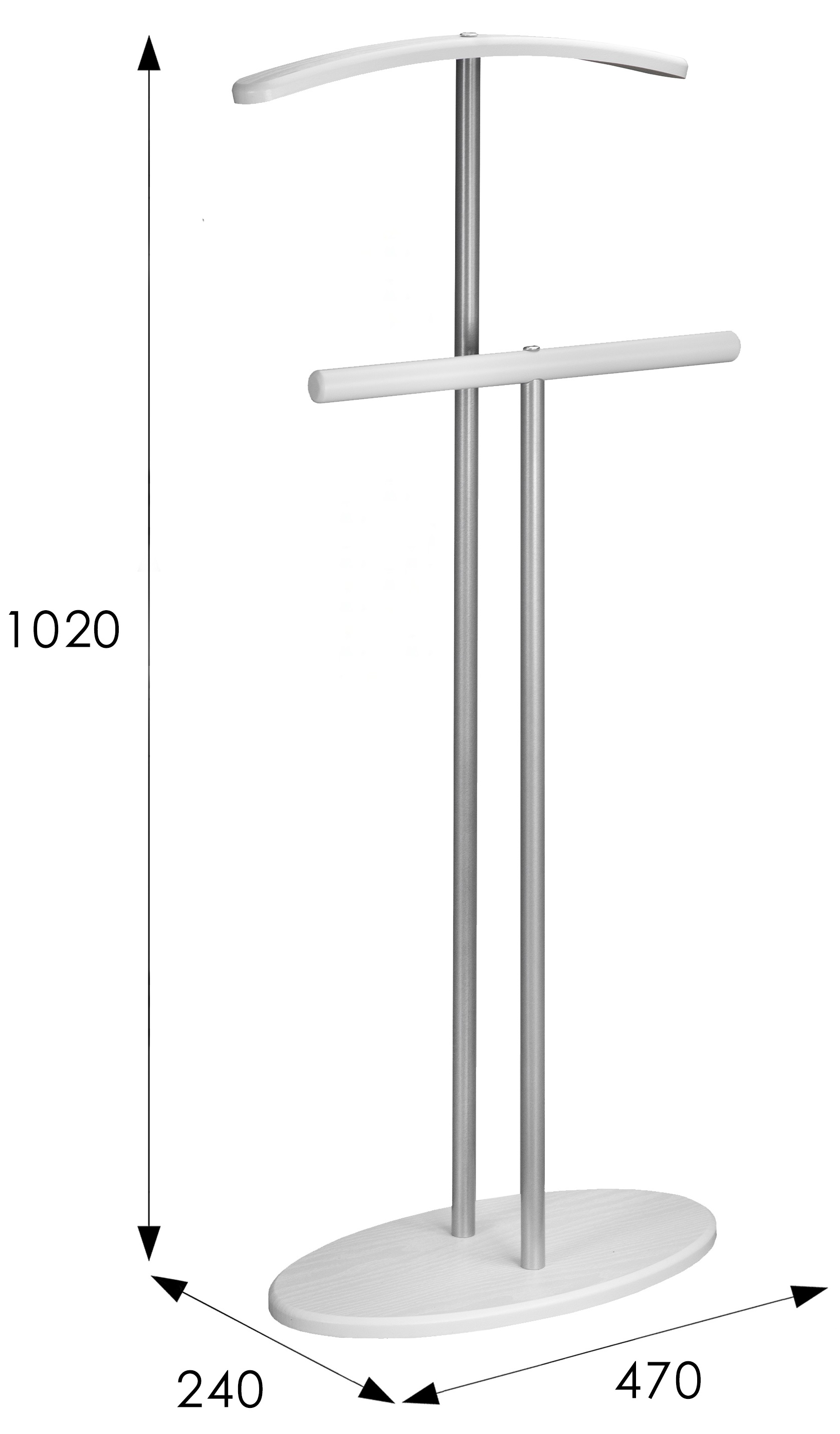 Вешалка костюмная Дэви 2 металлик/белый