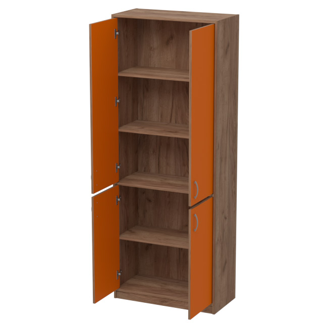 Шкаф для офиса ШБ-3+ДВ-60 цвет Дуб Крафт+Оранж 77/37/200 см