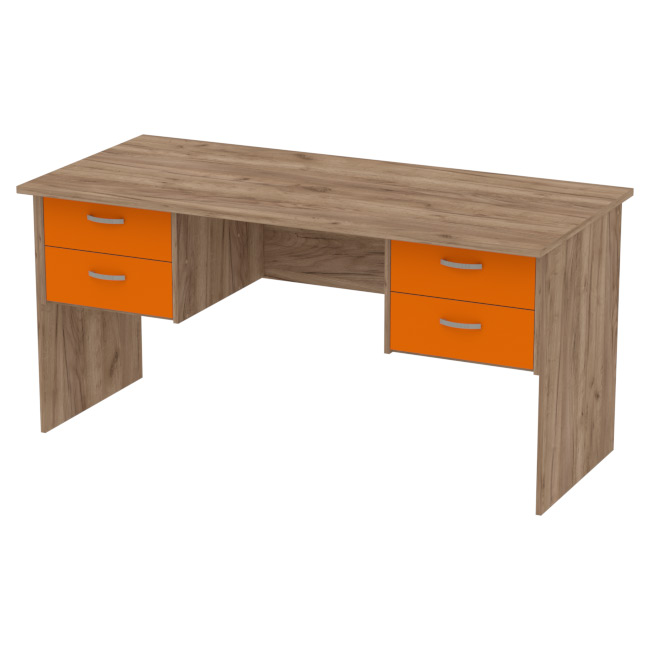 Офисный стол СТ+4Т-10 цвет Дуб Крафт+Оранж 160/73/76 см