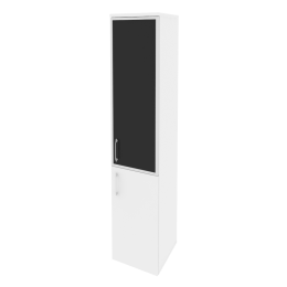 Шкаф высокий узкий правый O.SU-1.2 R R black Белый бриллиант 40/42/197