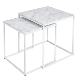 Стол журнальный МеталлАрт М002 белый мрамор/белый