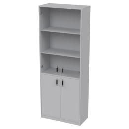Офисный шкаф ШБ-3+А-5+С-28МВ прозр. цвет Серый 77/37/200