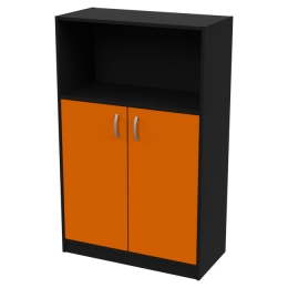 Офисный стеллаж СБ-63 цвет Черный + Оранж 77/37/123 см